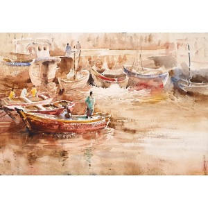 Farrukh Naseem, 15 x 22 Inch, Watercolor On Paper, Seascape Painting,AC-FN-102
